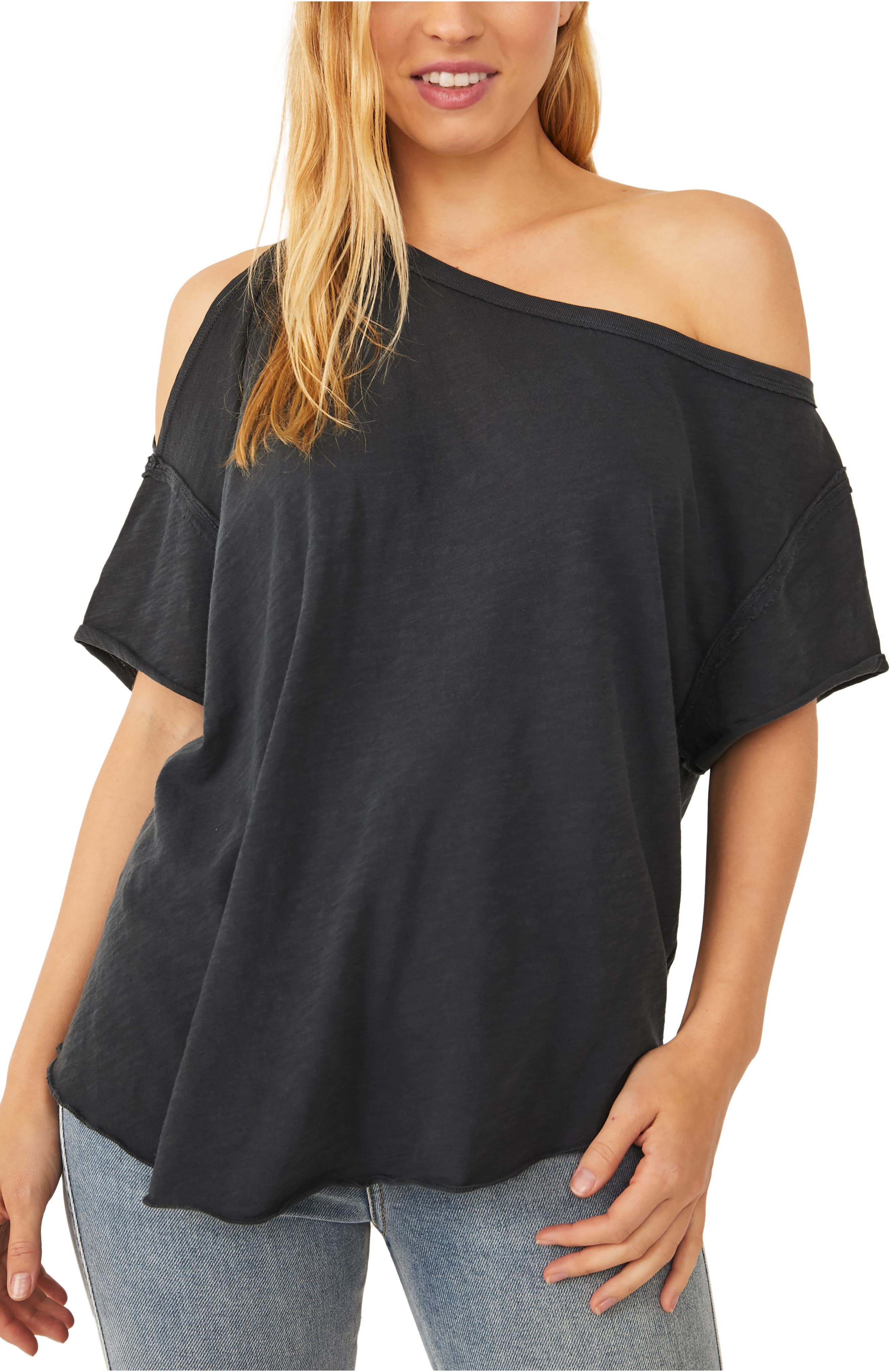 Three Dots Womens Brushed Sweater Off Shoulder Tight Short Shirt 